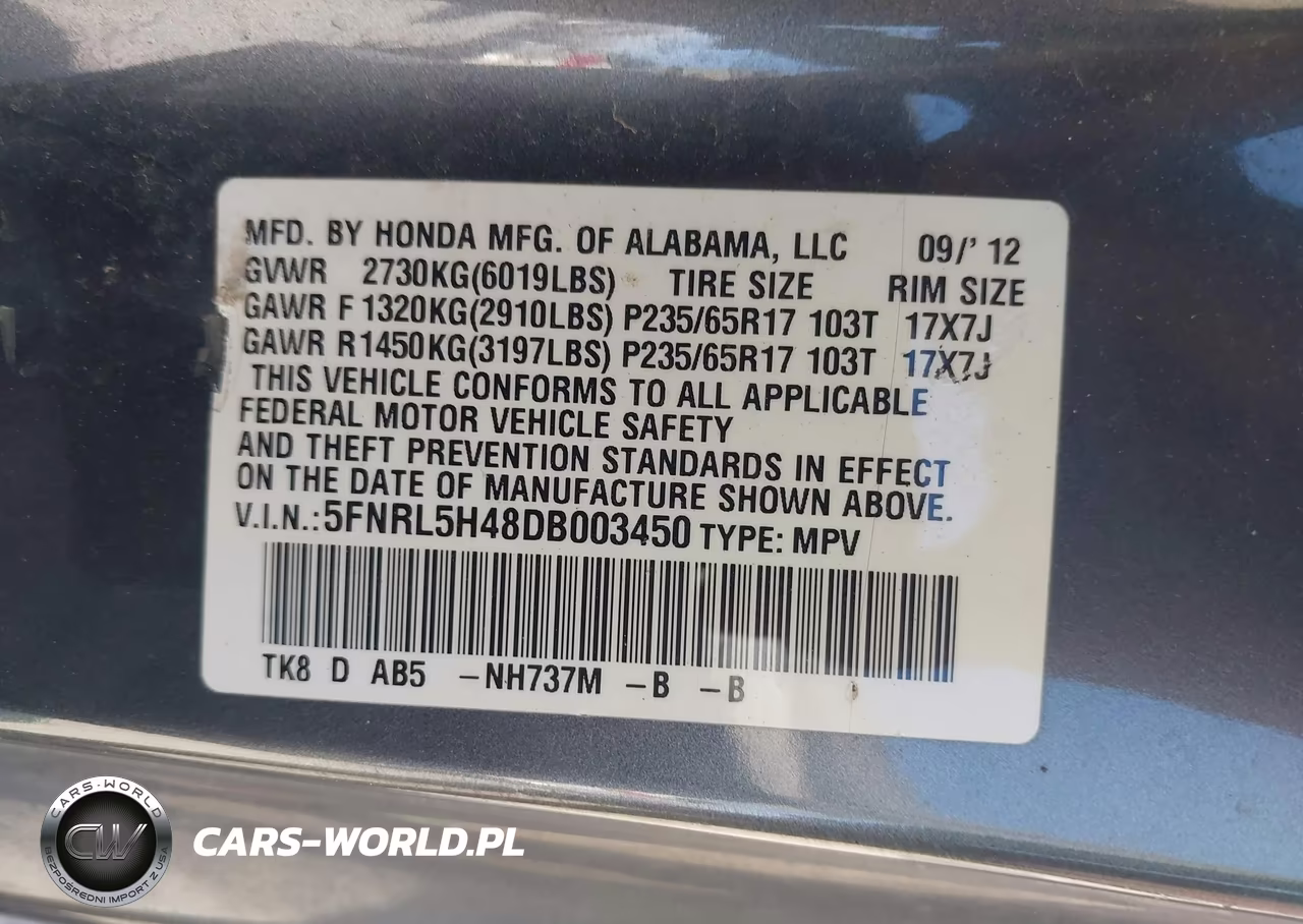 2013 Honda Odyssey Ex VIN:5FNRL5H48DB003450 - 9