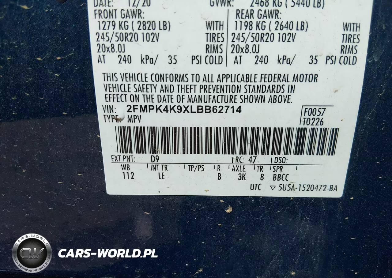2020 Ford Edge Titanium VIN:2FMPK4K9XLBB62714 - 9