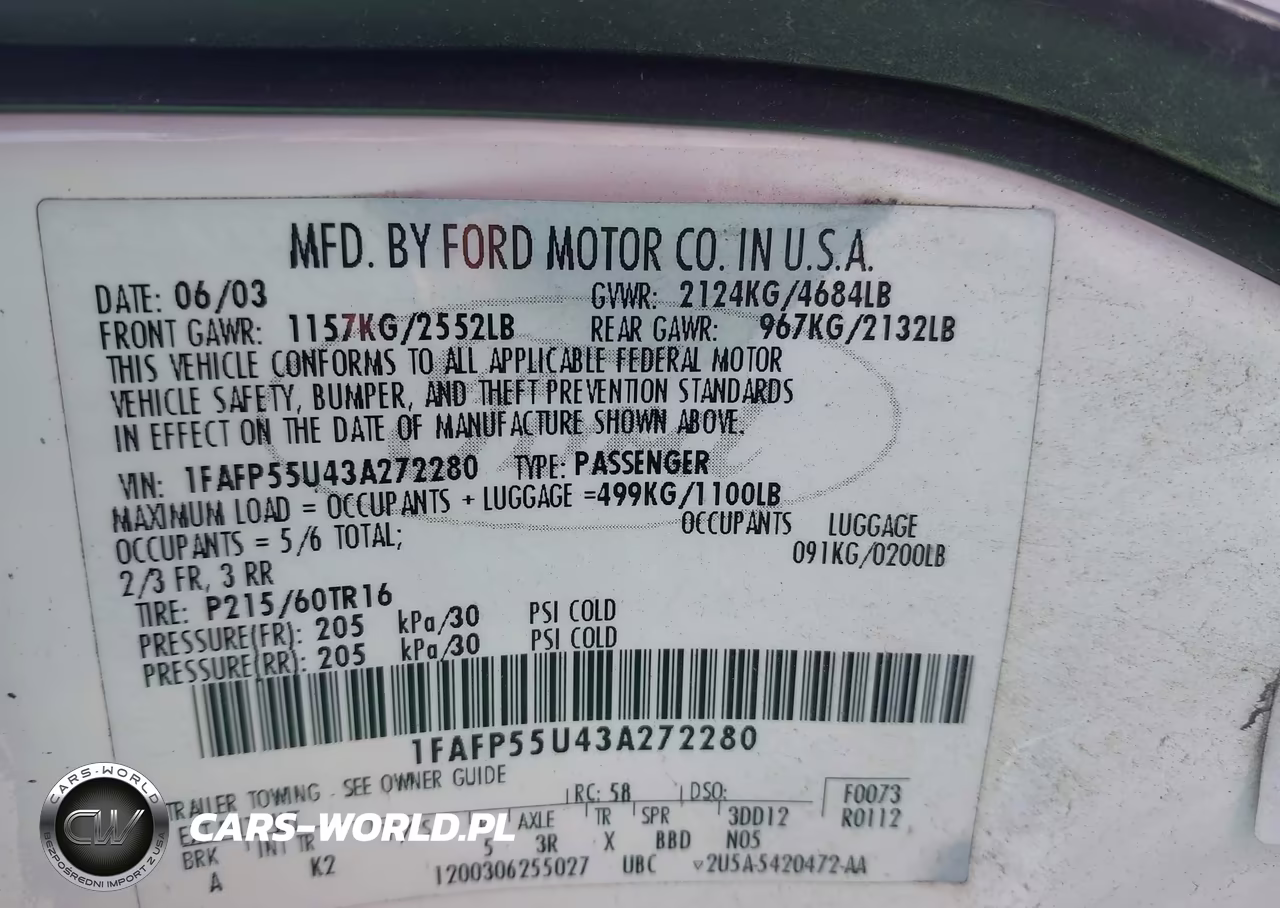 2003 Ford Taurus Ses VIN:1FAFP55U43A272280 - 9