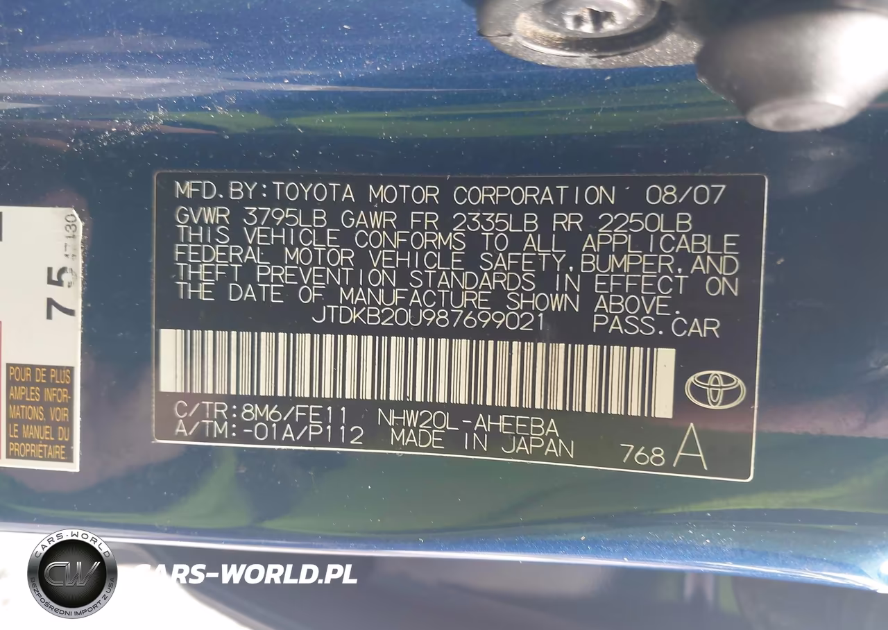 2008 Toyota Prius VIN:JTDKB20U987699021 - 9