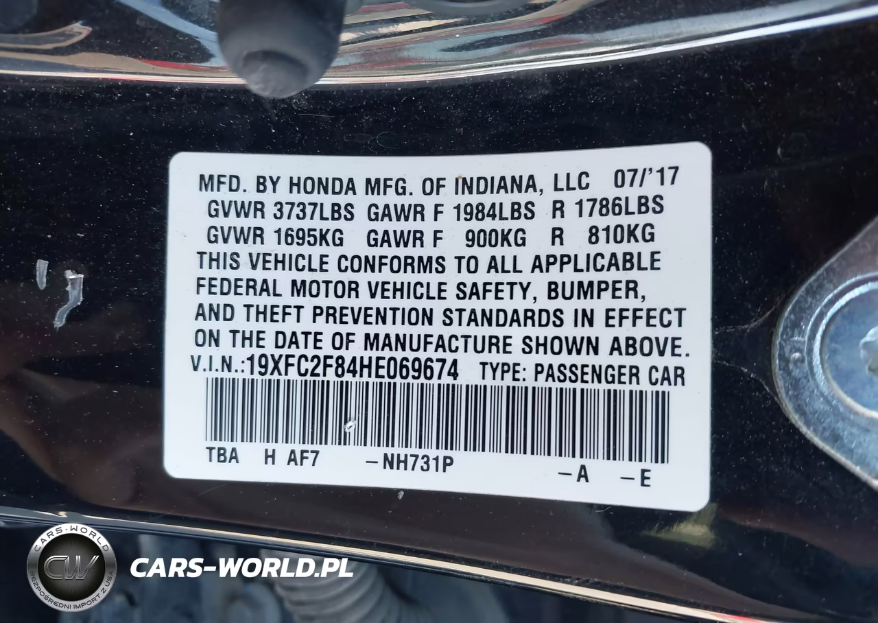 2017 Honda Civic Ex VIN:19XFC2F84HE069674 - 9