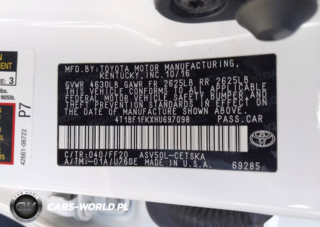 2017 Toyota Camry Se VIN:4T1BF1FKXHU697098 - 9