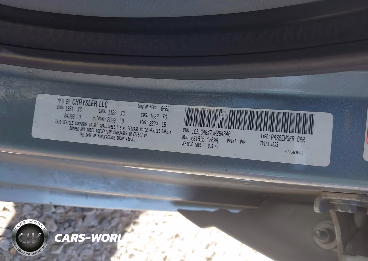 2008 Chrysler Sebring Lx VIN:1C3LC46K78N284640 - 9