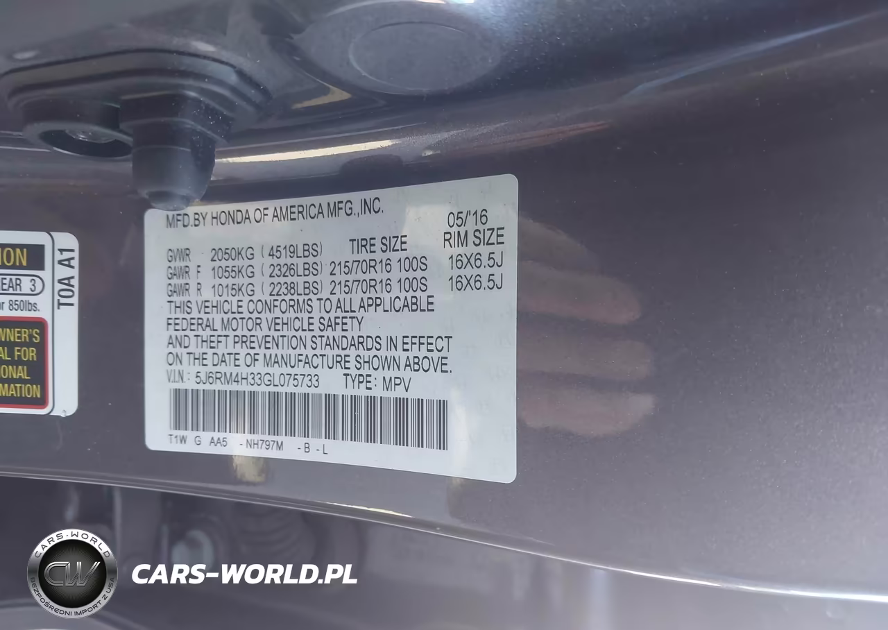 2016 Honda Cr-V Lx VIN:5J6RM4H33GL075733 - 9