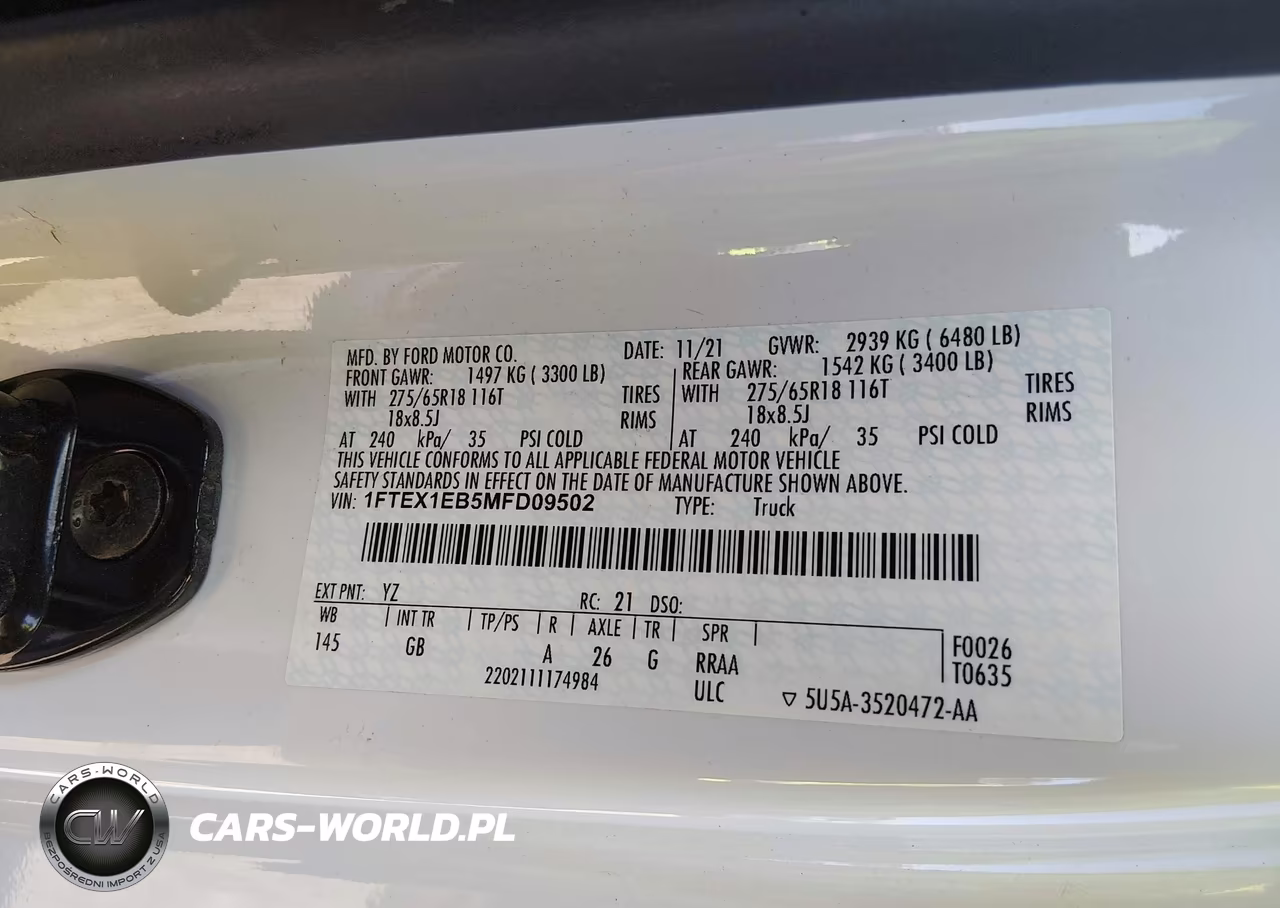 2021 Ford F-150 Xl VIN:1FTEX1EB5MFD09502 - 9