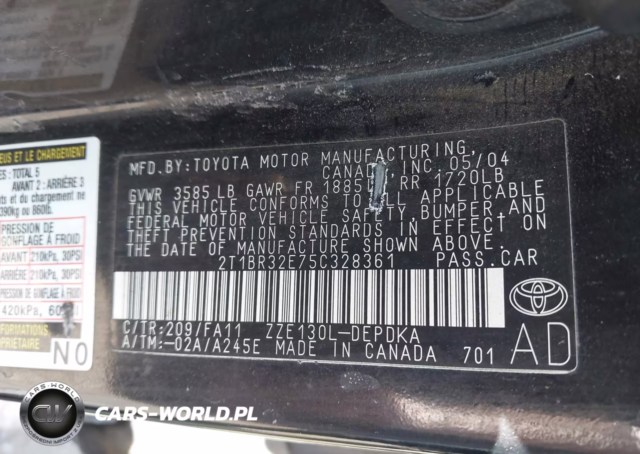 2005 Toyota Corolla Ce VIN:2T1BR32E75C328361 - 9