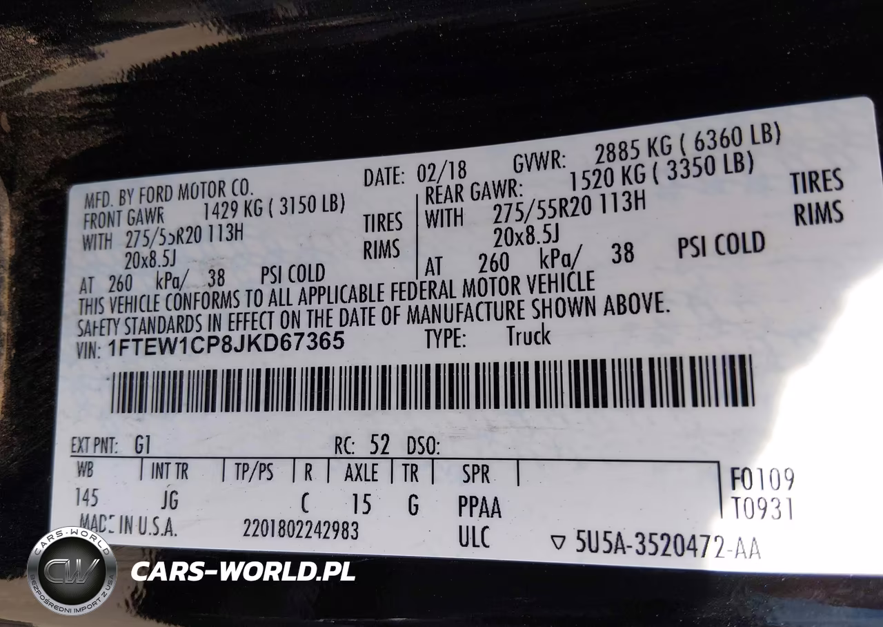 2018 Ford F-150 Xl VIN:1FTEW1CP8JKD67365 - 9