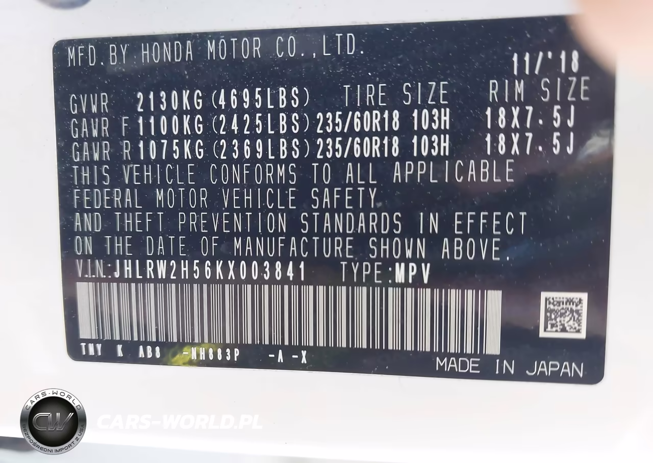2019 Honda Cr-V Ex VIN:JHLRW2H56KX003841 - 9