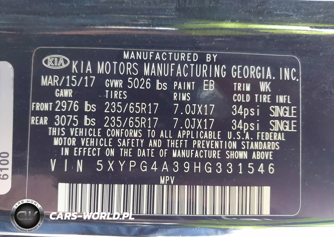 2017 Kia Sorento 2.4L Lx VIN:5XYPG4A39HG331546 - 9