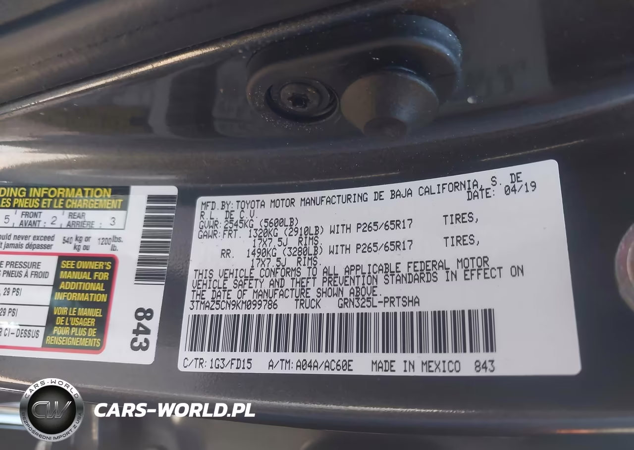 2019 Toyota Tacoma Trd Sport VIN:3TMAZ5CN9KM099786 - 9