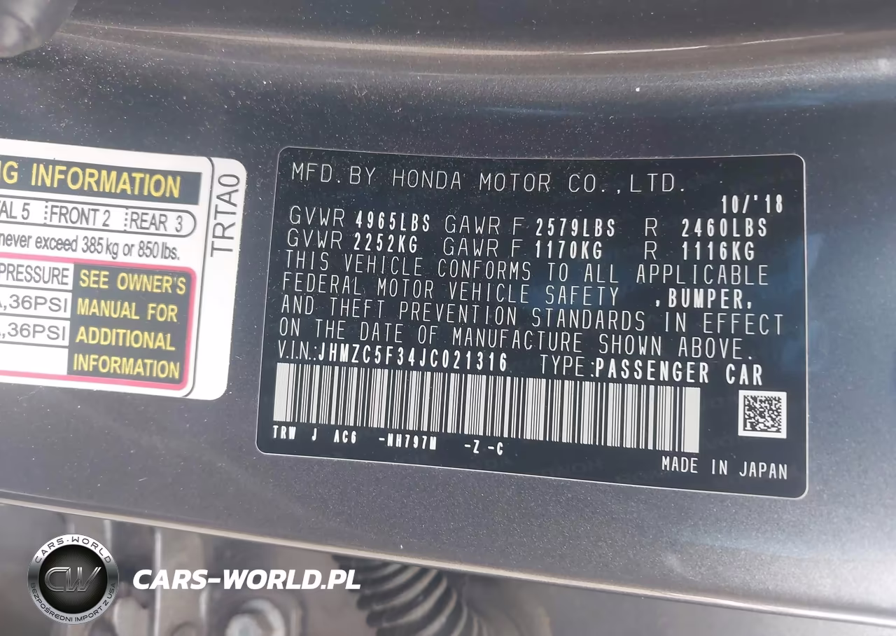 2018 Honda Clarity Plug-In Hybrid Touring VIN:JHMZC5F34JC021316 - 9