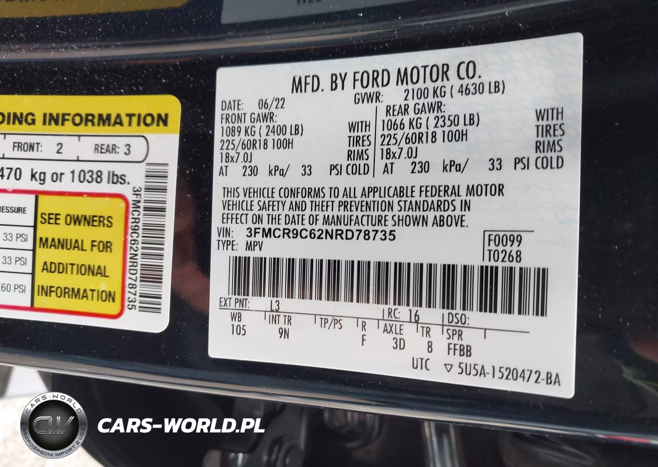 2022 Ford Bronco Sport Outer Banks VIN:3FMCR9C62NRD78735 - 9