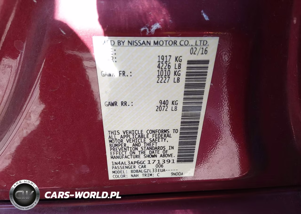 2016 Nissan Altima 2.5-2.5 S-2.5 Sl-2.5 Sr-2.5 Sv VIN:1N4AL3AP6GC171391 - 9