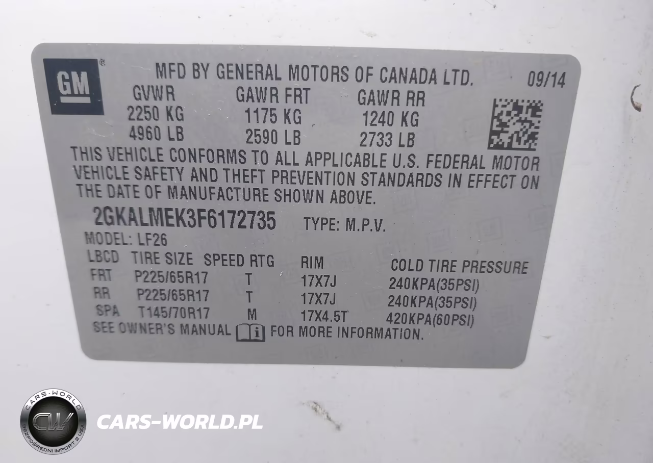 2015 GMC Terrain Sle-1 VIN:2GKALMEK3F6172735 - 9