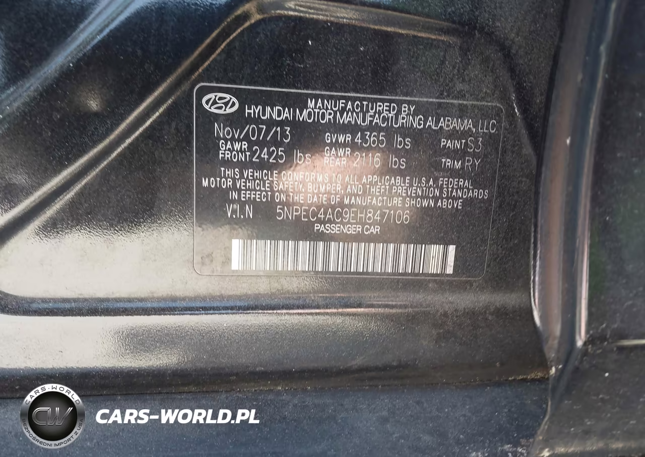 2014 Hyundai Sonata Se VIN:5NPEC4AC9EH847106 - 9