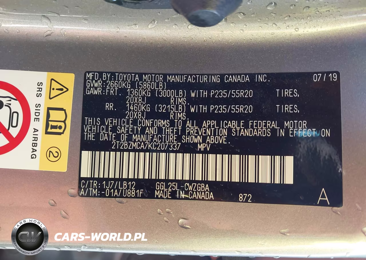 2019 Lexus Rx 350 VIN:2T2BZMCA7KC207337 - 9