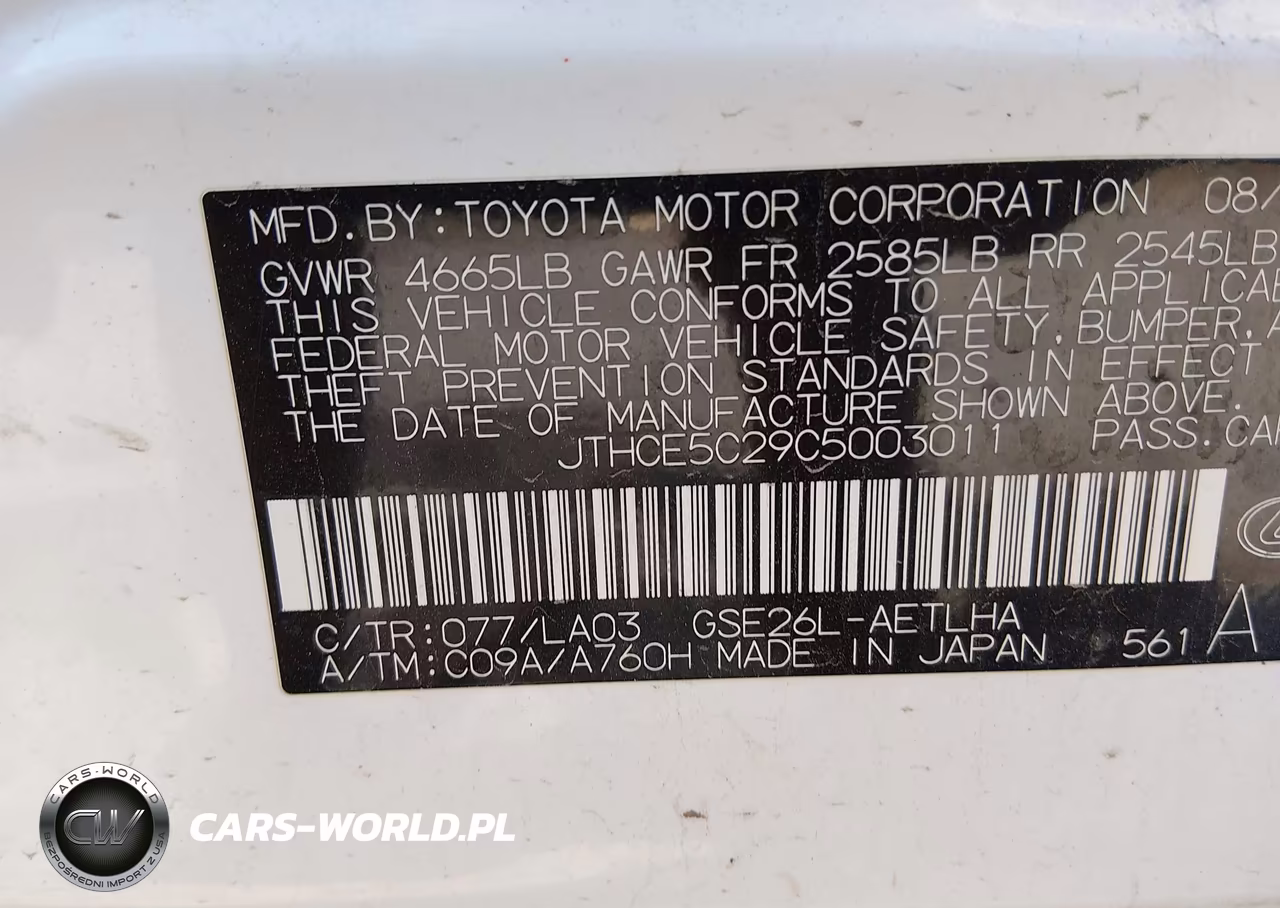 2012 Lexus Is 350 VIN:JTHCE5C29C5003011 - 9