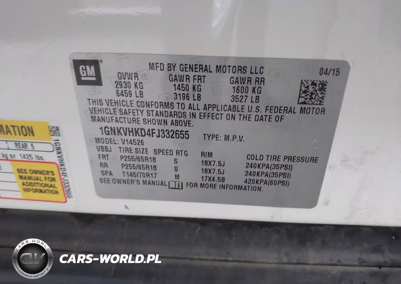 2015 Chevrolet Traverse 2Lt VIN:1GNKVHKD4FJ332655 - 9