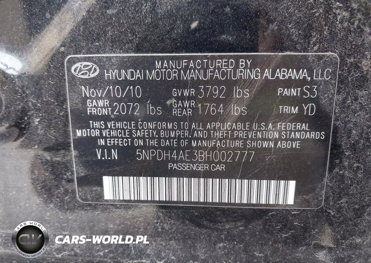 2011 Hyundai Elantra Limited VIN:5NPDH4AE3BH002777 - 9