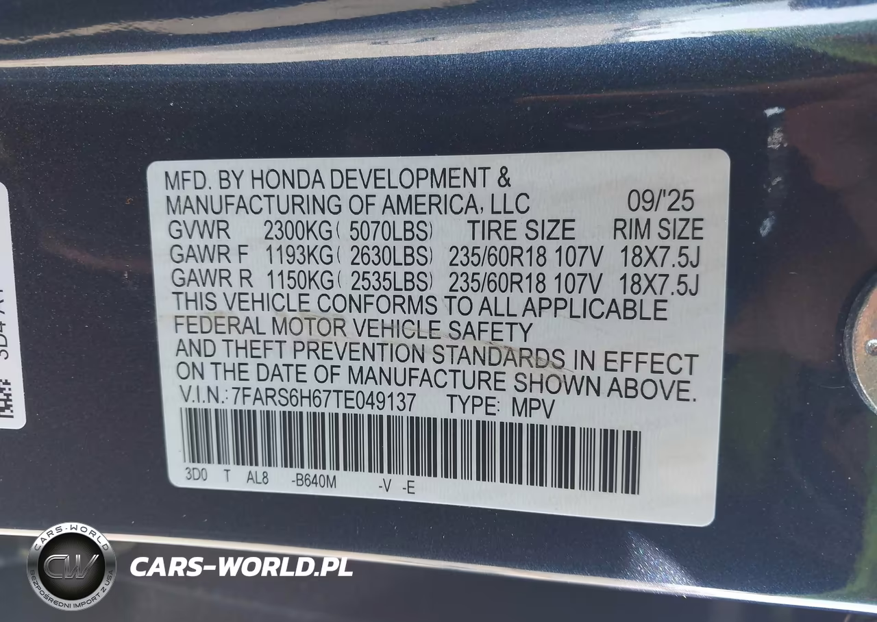 2026 Honda Cr-V Hybrid Awd Trailsport VIN:7FARS6H67TE049137 - 9