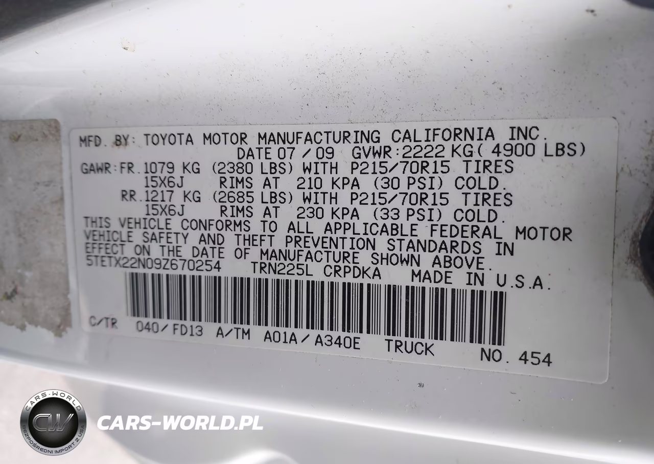 2009 Toyota Tacoma VIN:5TETX22N09Z670254 - 9