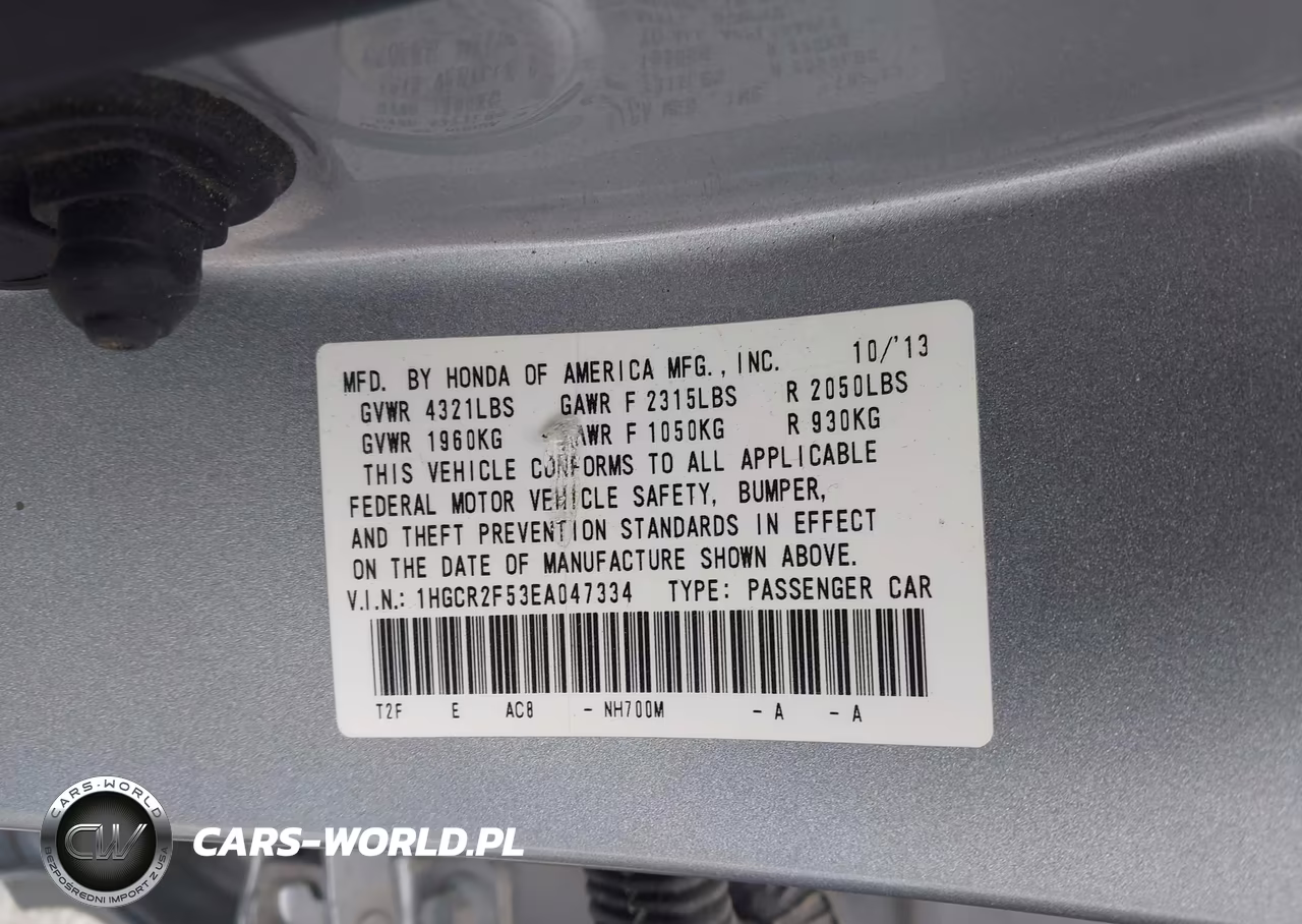 2014 Honda Accord Sport VIN:1HGCR2F53EA047334 - 9