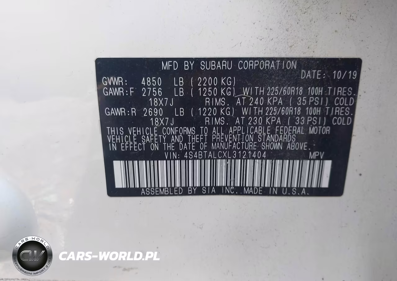 2020 Subaru Outback Limited VIN:4S4BTALCXL3121404 - 9