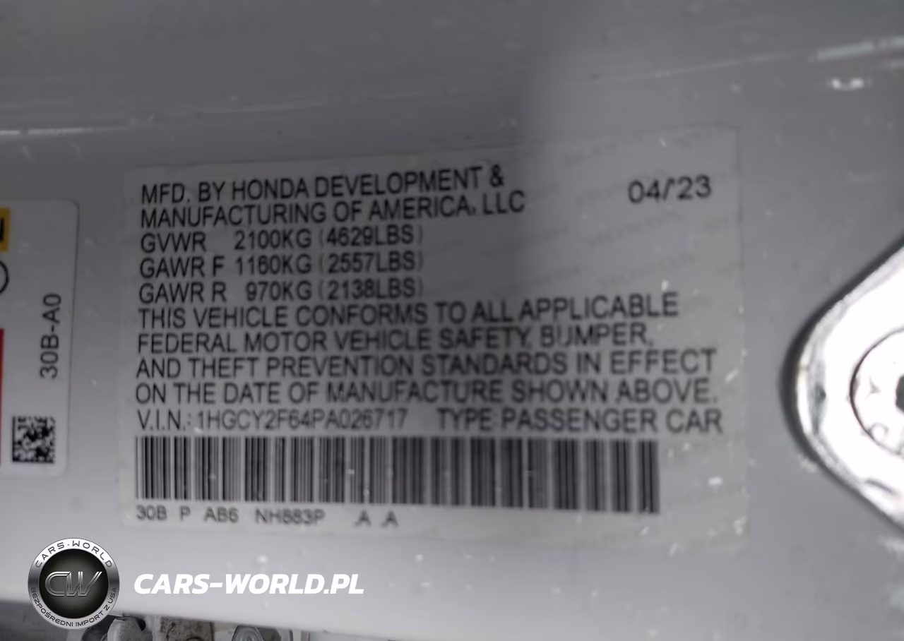 2023 Honda Accord Hybrid Ex-L VIN:1HGCY2F64PA026717 - 9