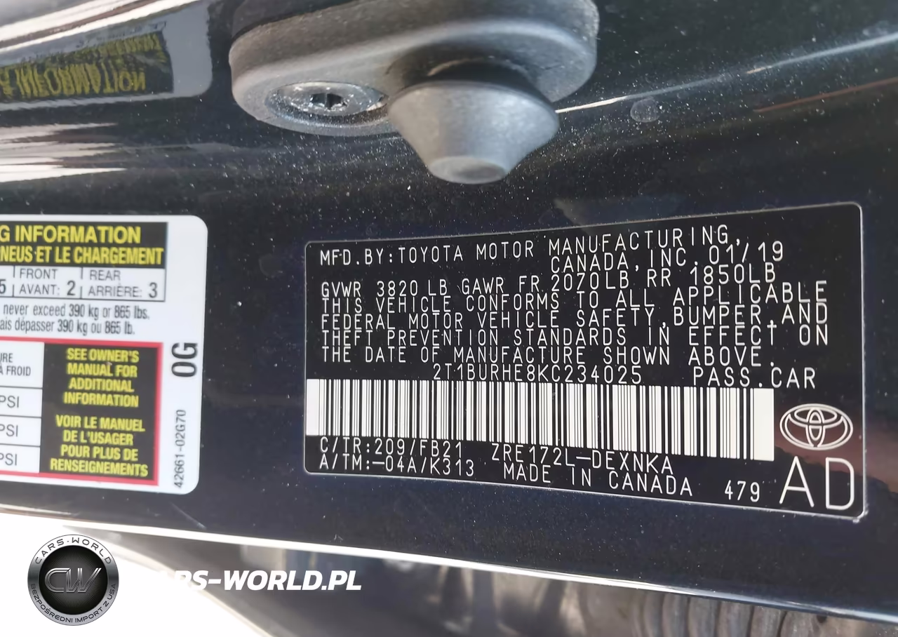 2019 Toyota Corolla Le VIN:2T1BURHE8KC234025 - 9