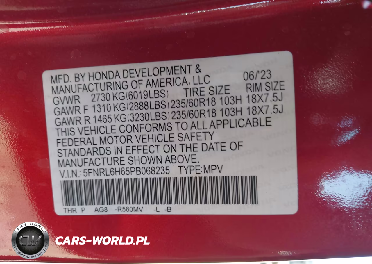 2023 Honda Odyssey Ex-L VIN:5FNRL6H65PB068235 - 9