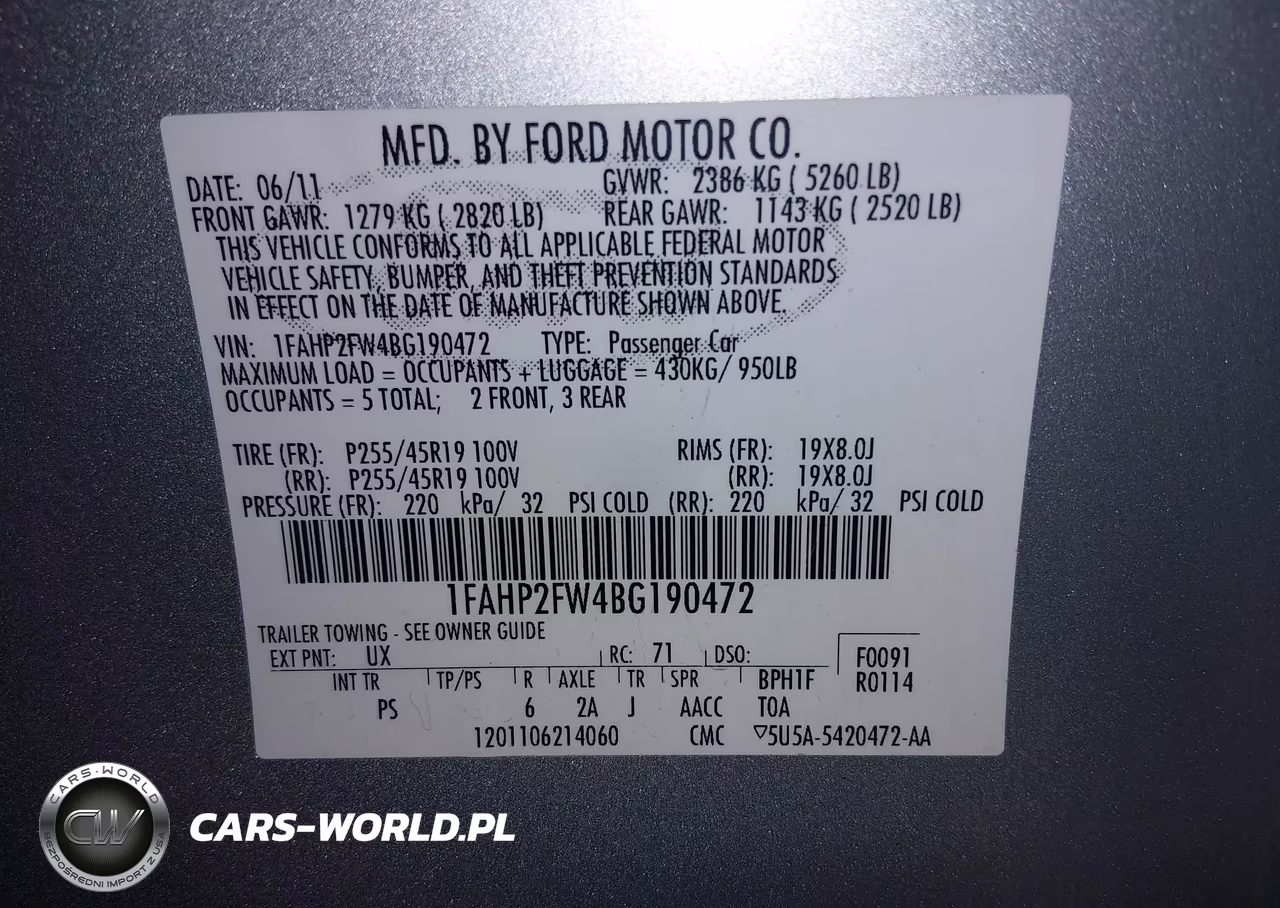 2011 Ford Taurus Limited VIN:1FAHP2FW4BG190472 - 9
