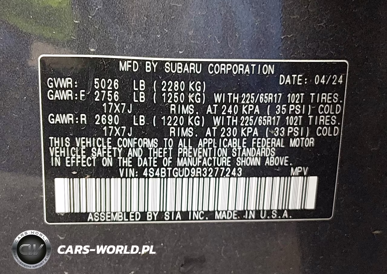 2024 Subaru Outback Wilderness VIN:4S4BTGUD9R3277243 - 9