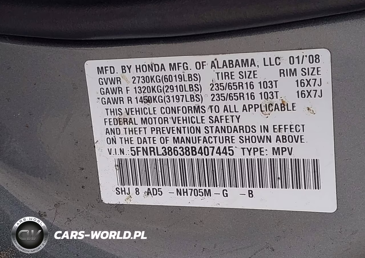 2008 Honda Odyssey Ex-L VIN:5FNRL38638B407445 - 9