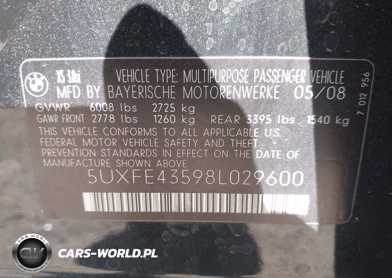 2008 BMW X5 3.0Si VIN:5UXFE43598L029600 - 9