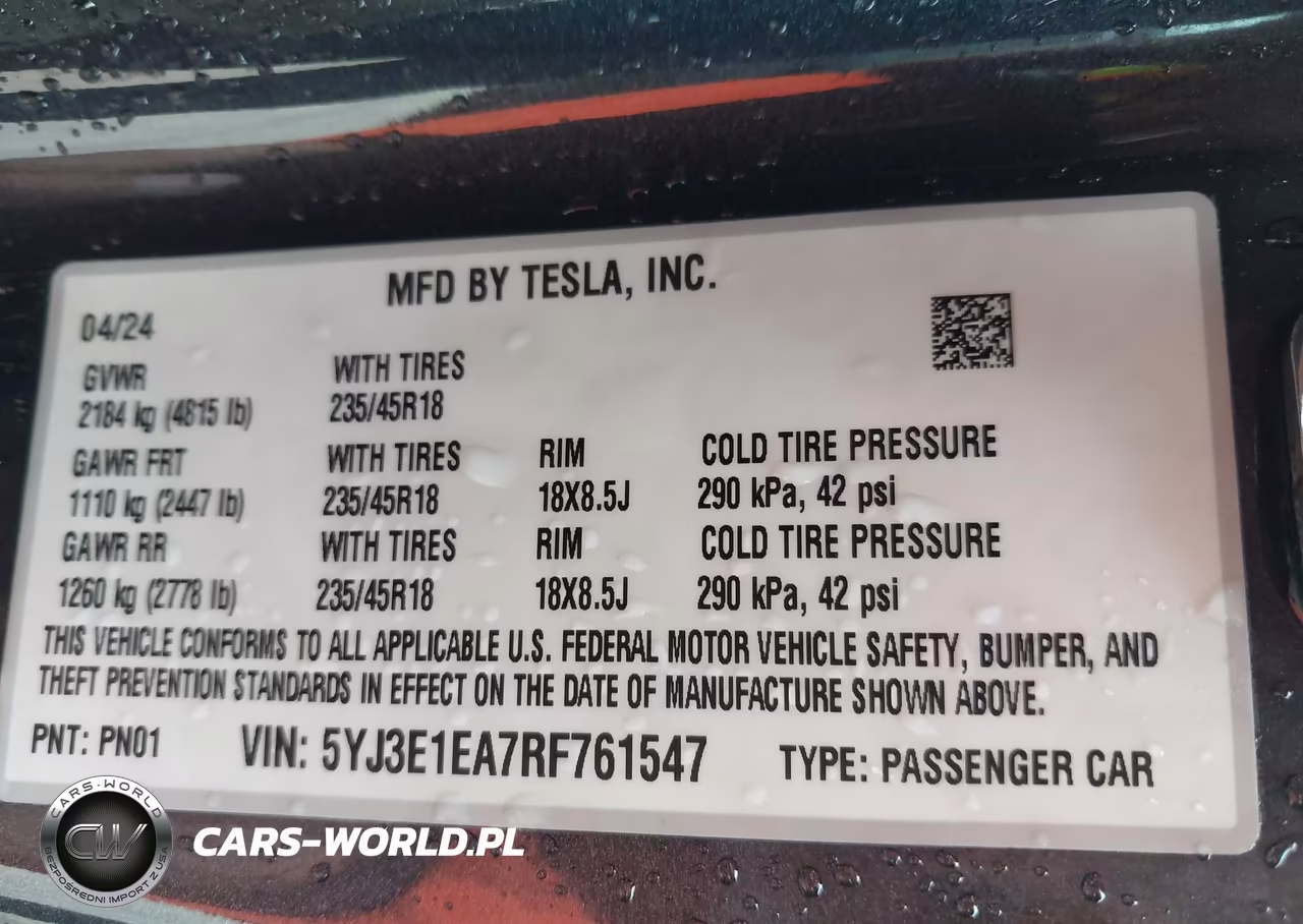 2024 Tesla Model 3 Long Range Dual Motor All-Wheel Drive-Rear-Wheel Drive VIN:5YJ3E1EA7RF761547 - 9