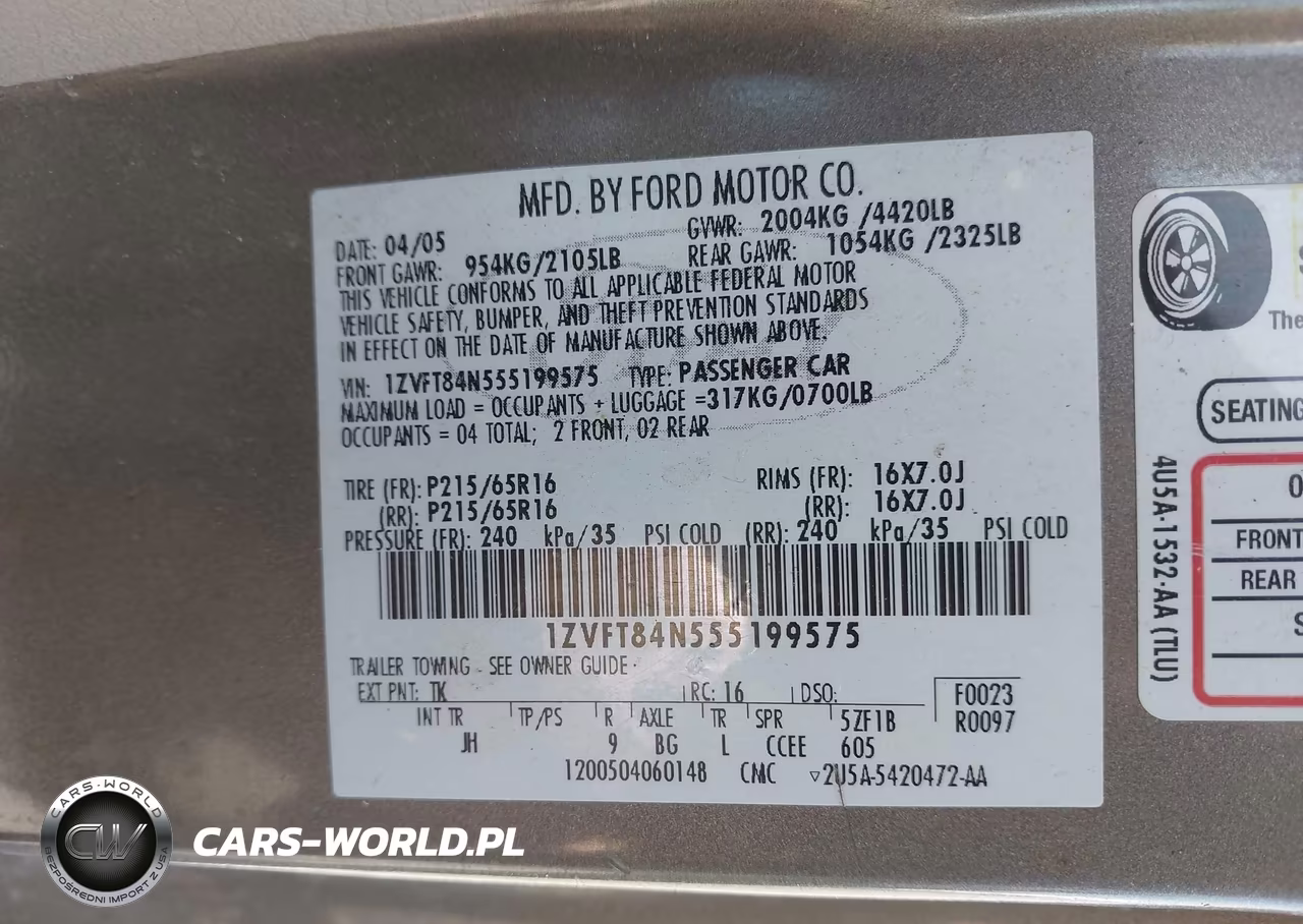 2005 Ford Mustang VIN:1ZVFT84N555199575 - 9