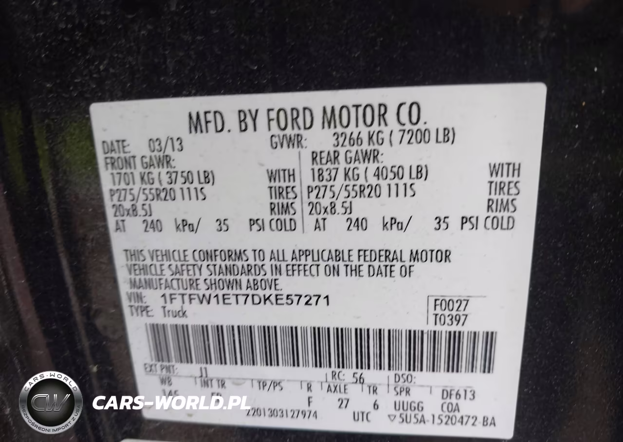 2013 Ford F-150 Lariat VIN:1FTFW1ET7DKE57271 - 9