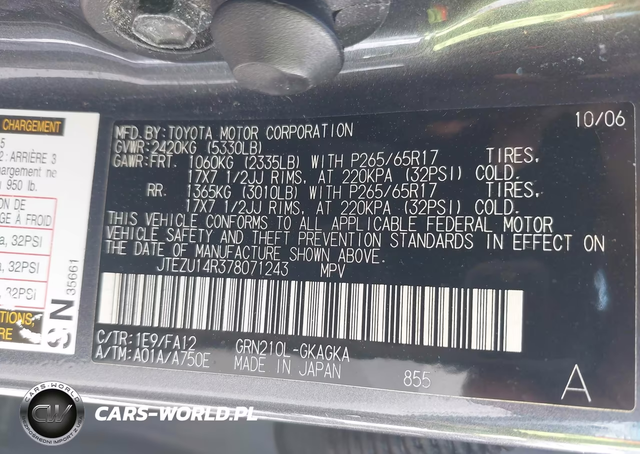 2007 Toyota 4Runner Sr5 V6 VIN:JTEZU14R378071243 - 9