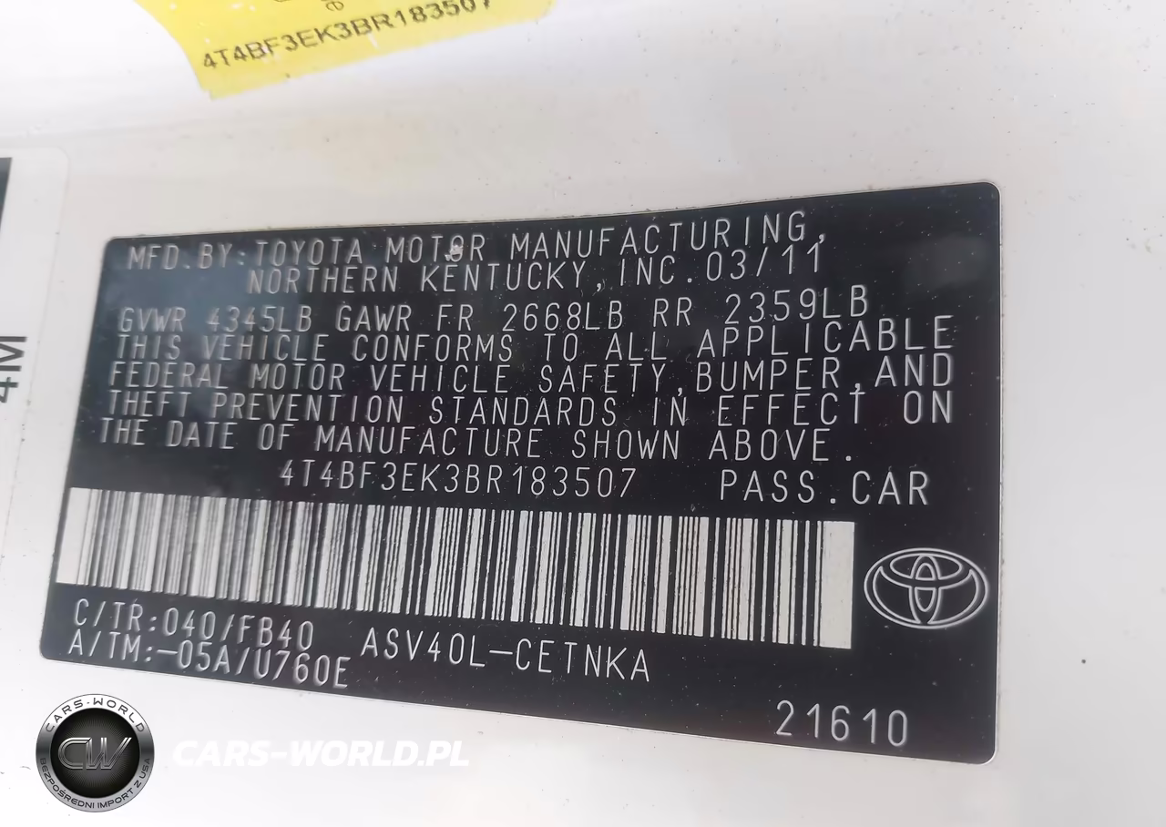 2011 Toyota Camry Le VIN:4T4BF3EK3BR183507 - 9