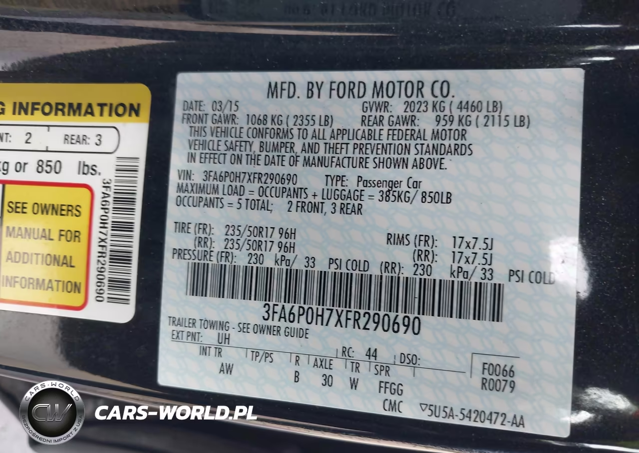 2015 Ford Fusion Se VIN:3FA6P0H7XFR290690 - 9