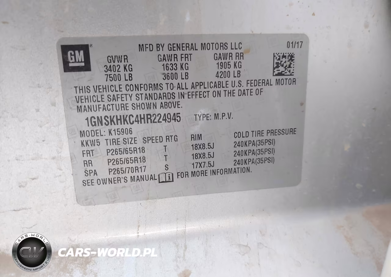 2017 Chevrolet Suburban Lt VIN:1GNSKHKC4HR224945 - 9