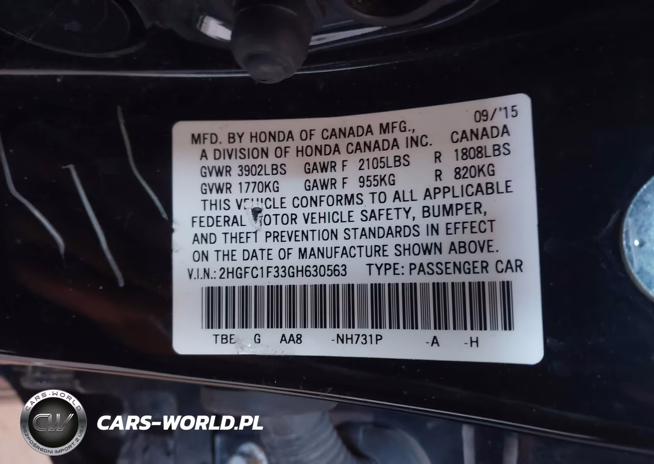 2016 Honda Civic Ex-T VIN:2HGFC1F33GH630563 - 9