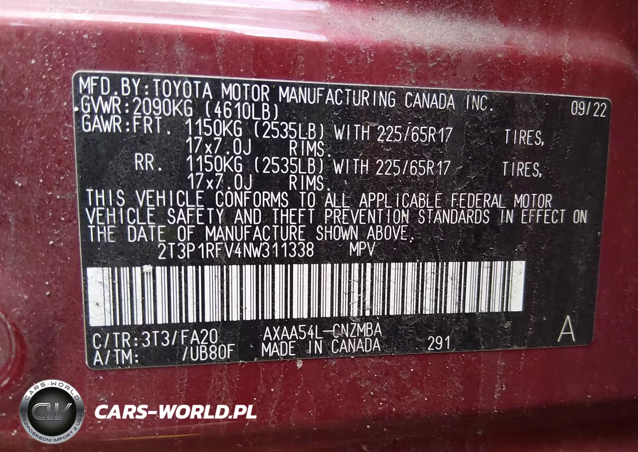 2022 Toyota Rav4 Xle VIN:2T3P1RFV4NW311338 - 9