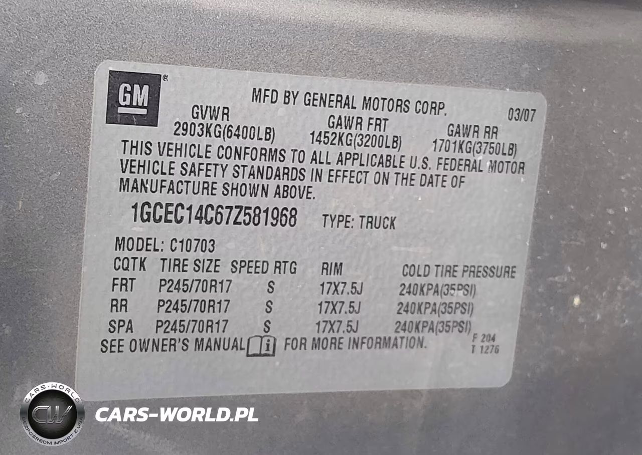 2007 Chevrolet Silverado 1500 Work Truck VIN:1GCEC14C67Z581968 - 9