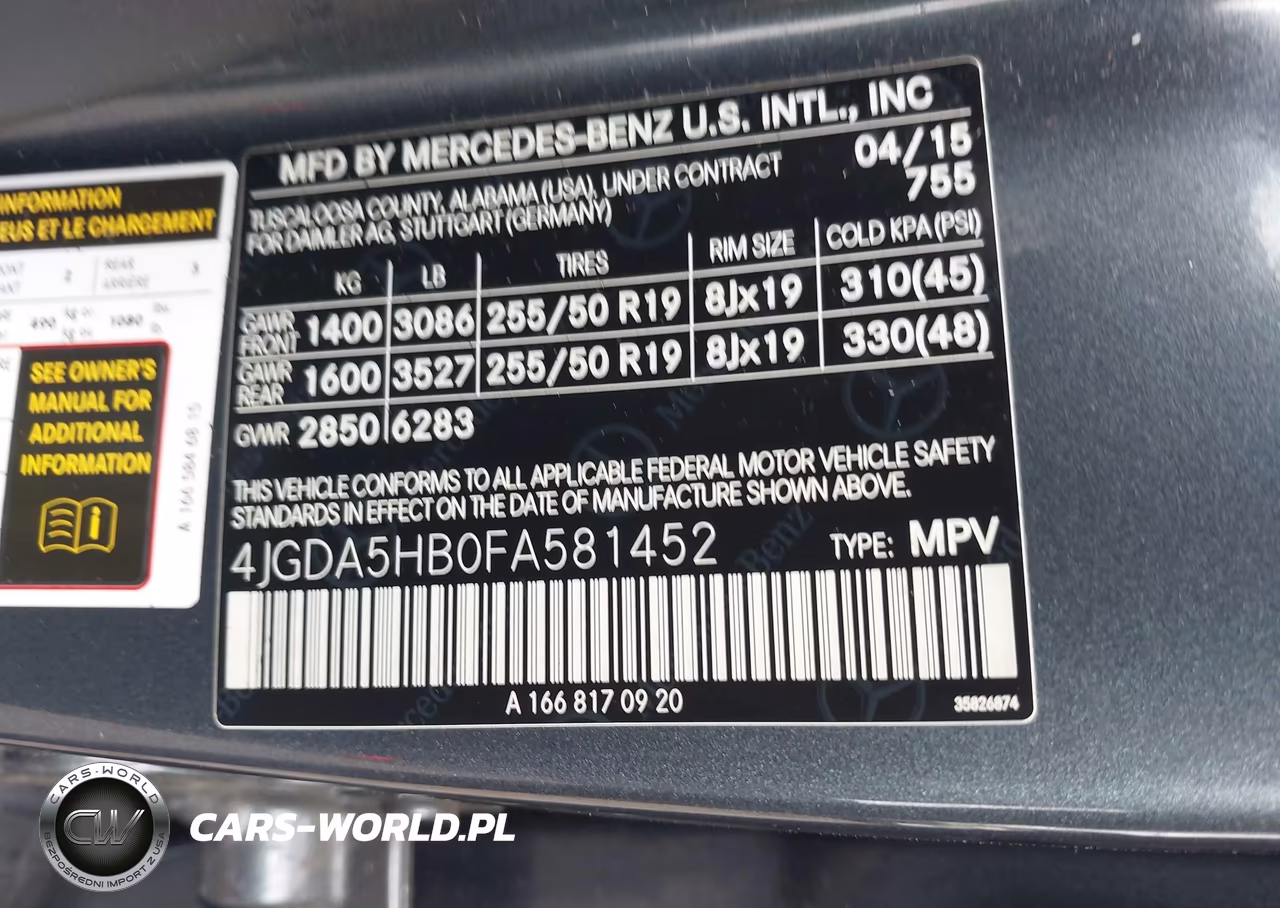2015 Mercedes-Benz Ml 350 4Matic VIN:4JGDA5HB0FA581452 - 9