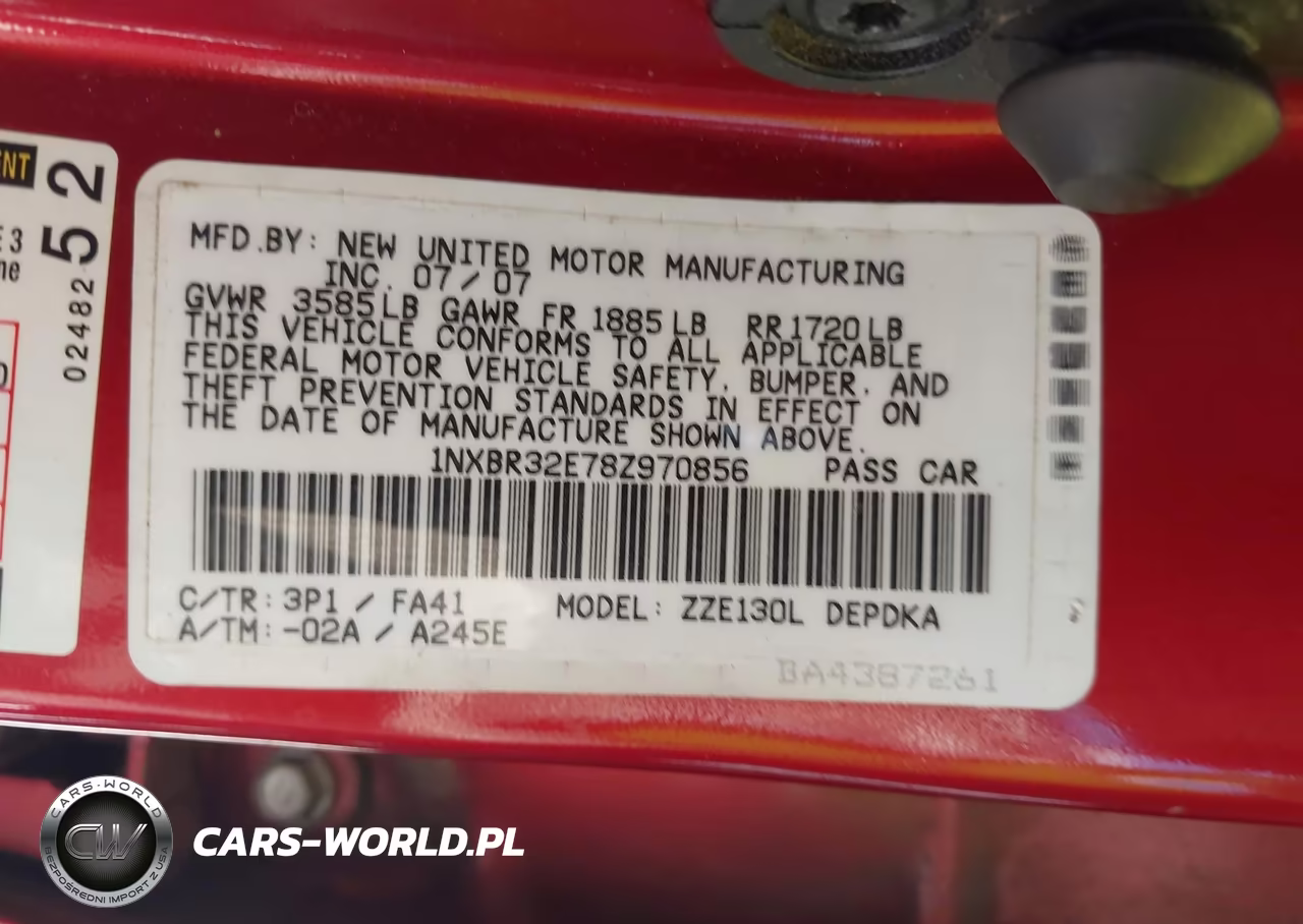 2008 Toyota Corolla Ce VIN:1NXBR32E78Z970856 - 9