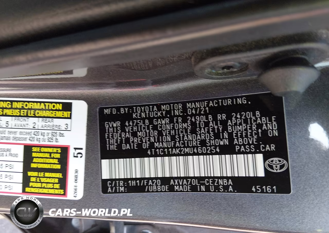 2021 Toyota Camry Le VIN:4T1C11AK2MU460254 - 9