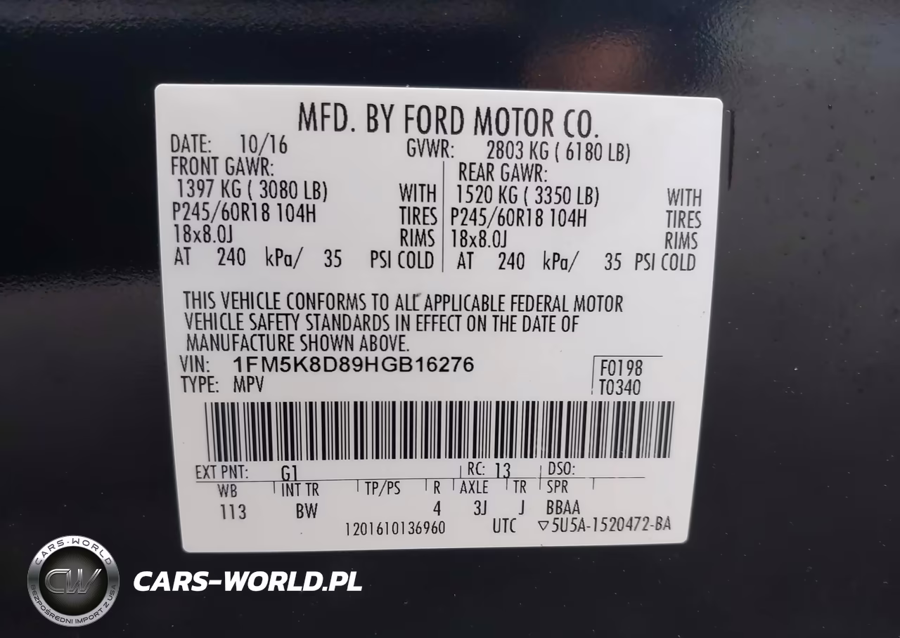 2017 Ford Explorer Xlt VIN:1FM5K8D89HGB16276 - 9