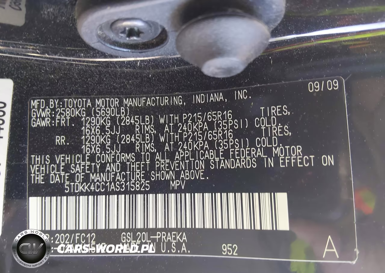 2010 Toyota Sienna Le VIN:5TDKK4CC1AS315825 - 9