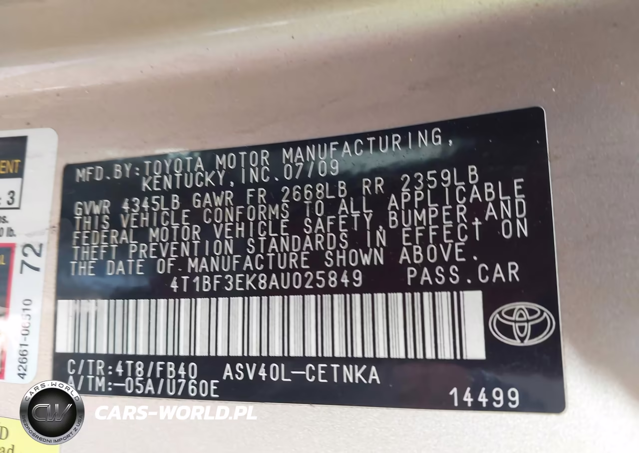 2010 Toyota Camry Le VIN:4T1BF3EK8AU025849 - 9